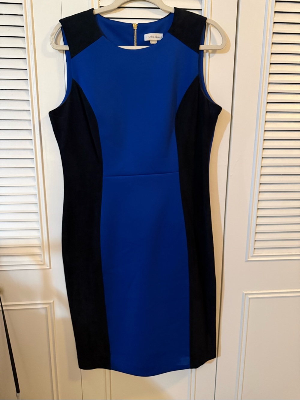 Calvin Klein Royal Blue and Black Panel Sheath Dress